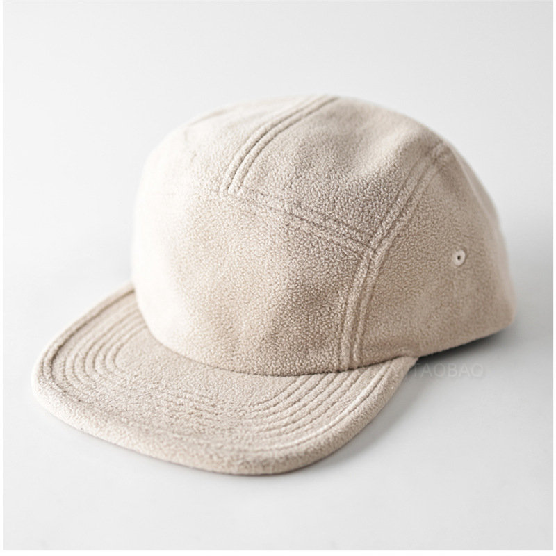 Corduroy Cap 5 Panel - หมวกเบสบอลผ้าฟลีซ 5 แผง สีพื้น สำหรับฤดูใบไม้ร่วงและฤดูหนาว เหมาะสำหรับผู้ชายและผู้หญิง