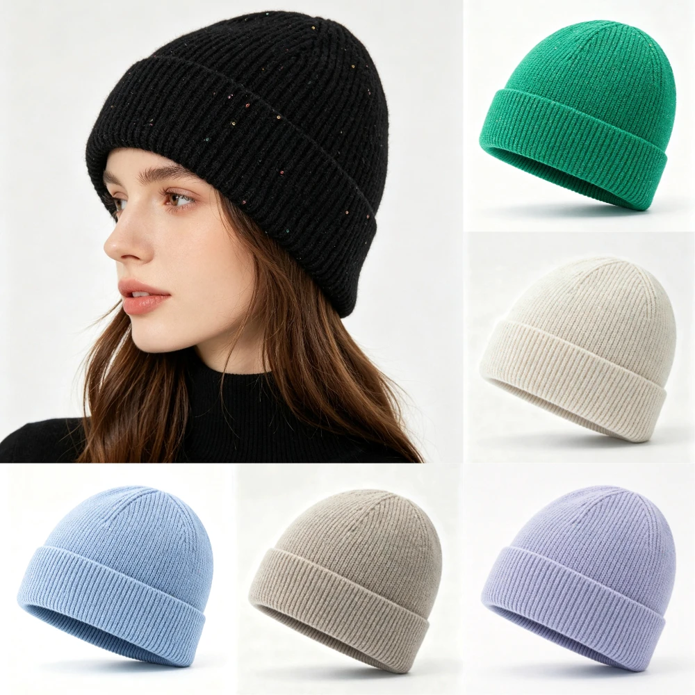 หมวกบีนนี่ถักลายริบแบบมีขอบสำห - Beanie Cuffed Knit บทวิจารณ์และราคา