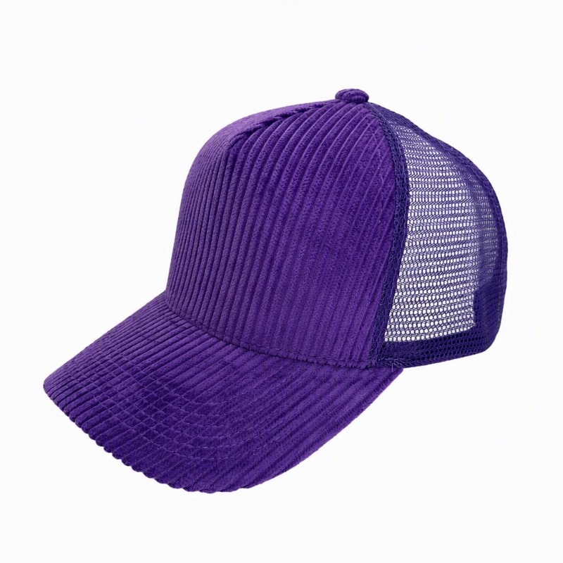 หมวกแก๊ปตาข่ายผ้าคอร์ดูรอยสีพื - Corduroy Cap 5 Panel บทวิจารณ์และราคา