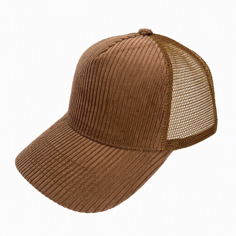 หมวกแก๊ปตาข่ายผ้าคอร์ดูรอยสีพื - Corduroy Cap 5 Panel บทวิจารณ์และราคา